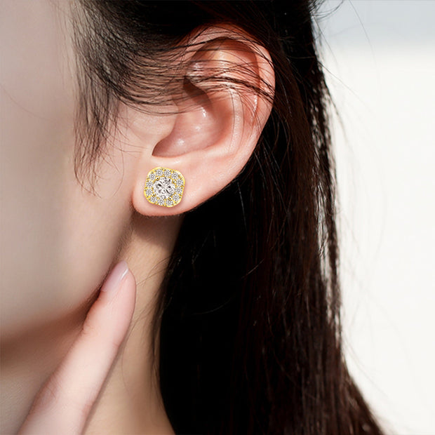 12mm Copper Inlaid Zircon Ear Studs Earrings Fashion Design Trend Heavy - AuriJewel - 0