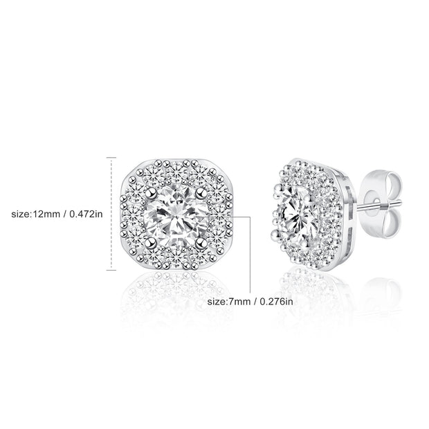12mm Copper Inlaid Zircon Ear Studs Earrings Fashion Design Trend Heavy - AuriJewel - 0
