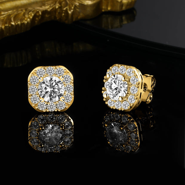 12mm Copper Inlaid Zircon Ear Studs Earrings Fashion Design Trend Heavy - AuriJewel - 0