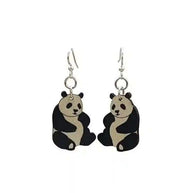 Eco Panda Wood Stud Earrings with laser-cut sustainable wood and panda design