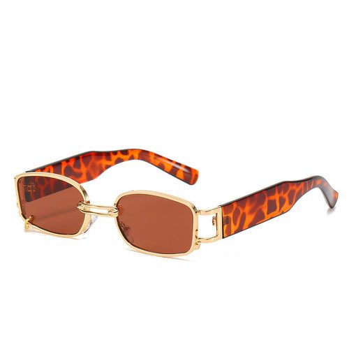 Korean style trendy female sunglasses with square brown lenses and tortoiseshell patterned temples