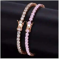 Rock 4 mm CZ Tennis Bracelet featuring hand-set AAA cubic zirconia stones in durable brass setting