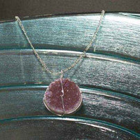 Drussy Crystal Necklace with genuine purple druse crystal pendant wrapped in silver wire on silver-plated chain
