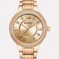 Cassandra Classic Watch elegant gold tone women's wristwatch with adjustable metal band and crystal-studded bezel