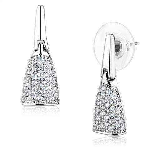 Pair of rhodium-plated brass earrings with clear cubic zirconia from Rhodium CZ Jewelry Set