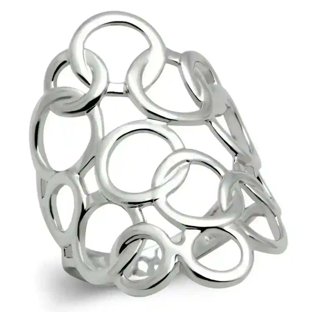 Rhodium Minimalist Ring with polished rhodium finish and open loop design, lightweight and durable jewelry accessory.