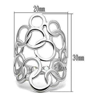 Rhodium minimalist ring with polished finish and open circular design, 20mm width and 30mm height, lightweight and stylish accessory