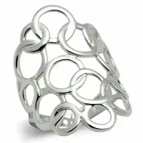 Rhodium Minimalist Ring with polished rhodium finish and open circular design, lightweight and stylish accessory
