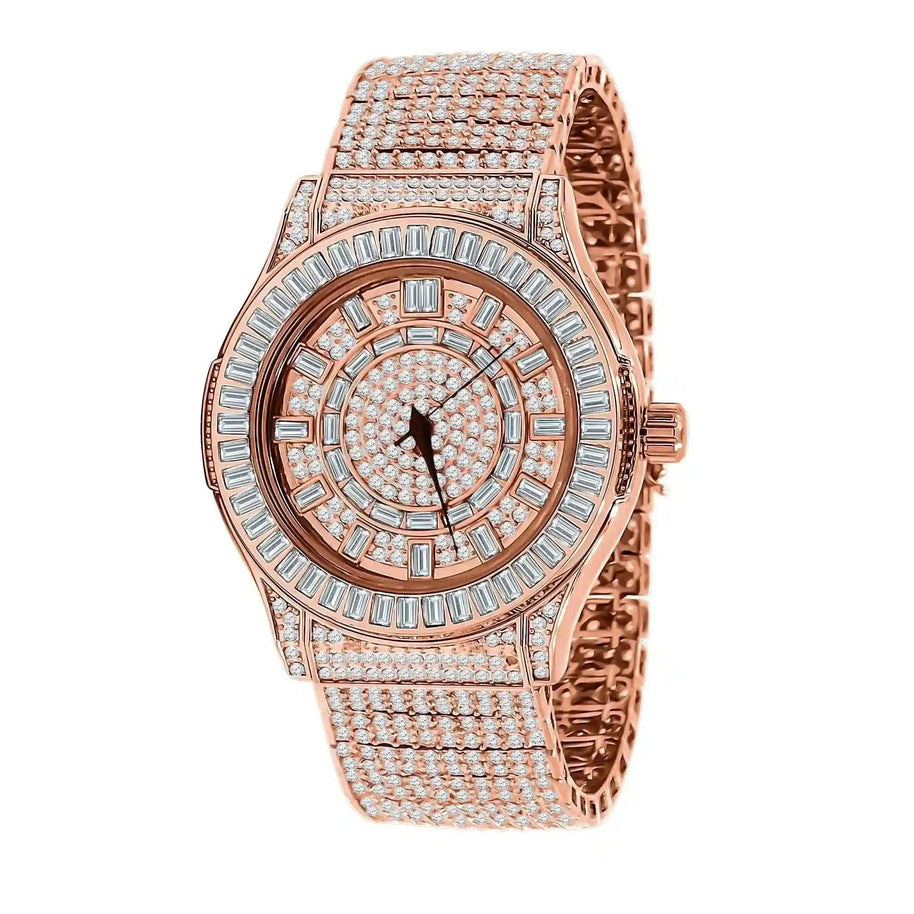 Gold Gallant CZ Watch with gold-tone finish and cubic zirconia crystals on bezel and band