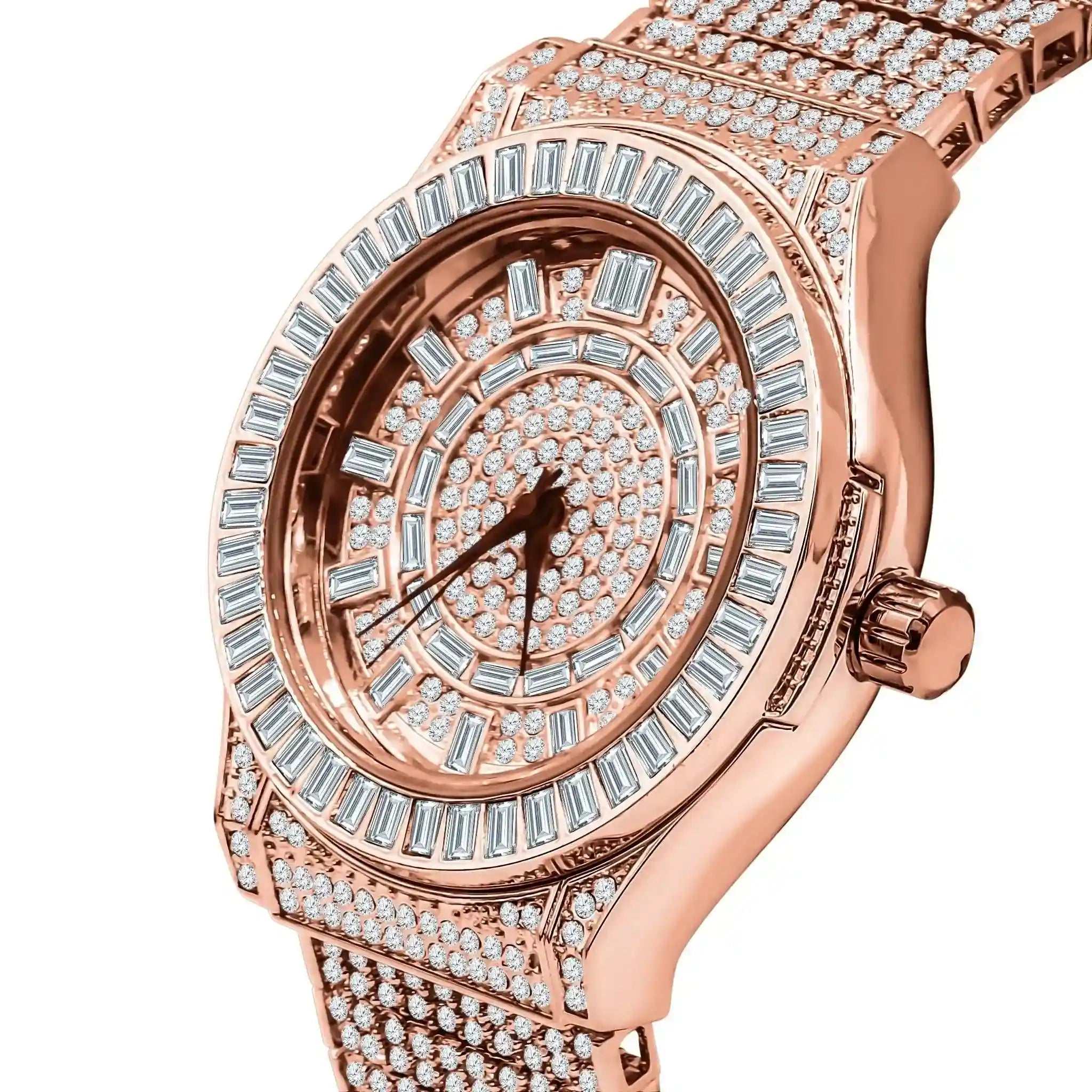 Gold Gallant CZ Watch with gold-tone finish and sparkling cubic zirconia crystals on bezel and band