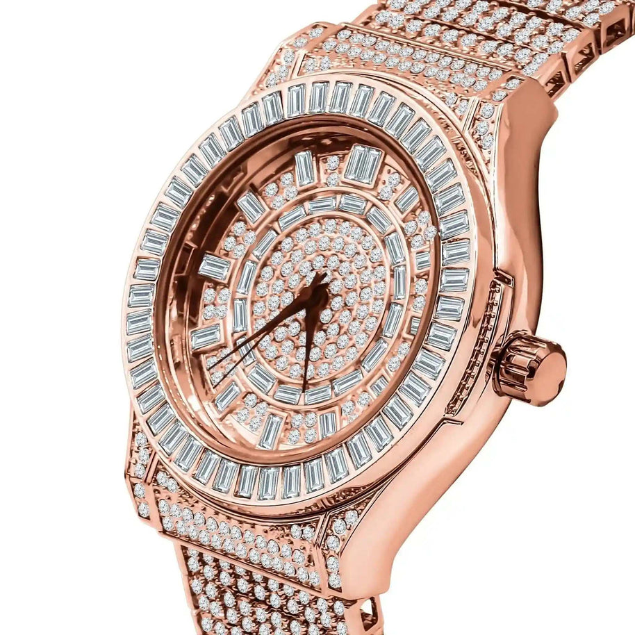 Gold Gallant CZ Watch with gold-tone finish and sparkling cubic zirconia crystals on bezel and band