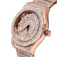 Gold Gallant CZ Watch with gold-tone finish and sparkling cubic zirconia crystals on bezel and band