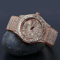 Gold Gallant CZ Watch with gold-tone finish and dazzling cubic zirconia crystals on bezel and band