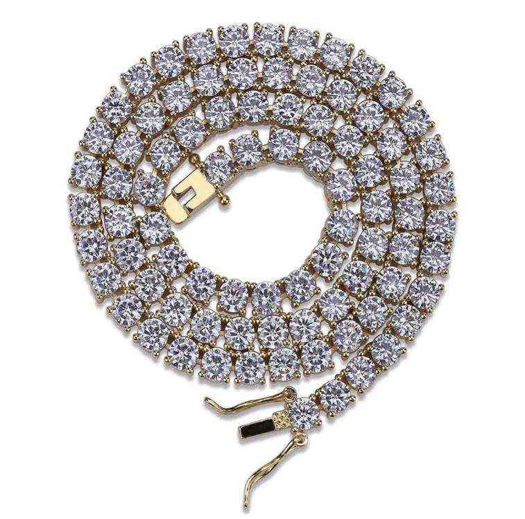 Sparkle CZ Tennis Choker 4mm luxury cubic zirconia necklace in 14K gold plating with sterling silver base
