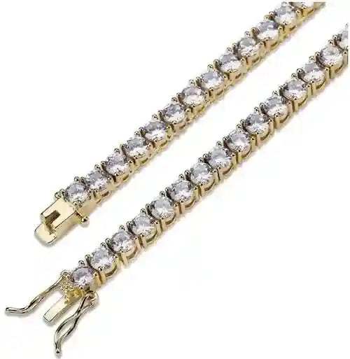 Sparkle CZ Tennis Choker 4mm gold plated sterling silver with premium cubic zirconia stones close-up