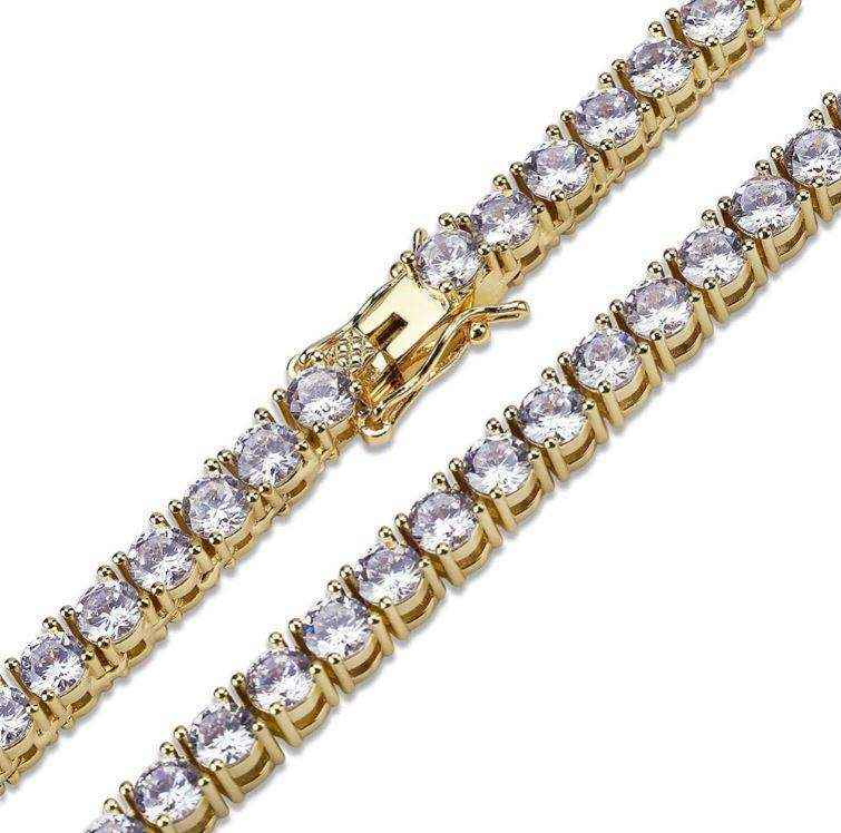 sparkling 4mm gold plated sparkle CZ tennis choker necklace with cubic zirconia stones