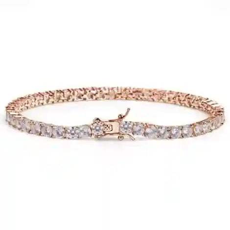 Rock 4 mm CZ Tennis Bracelet with hand-set AAA cubic zirconia stones and durable brass construction.