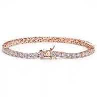 Rock 4 mm CZ Tennis Bracelet with hand-set AAA cubic zirconia stones and durable brass construction.