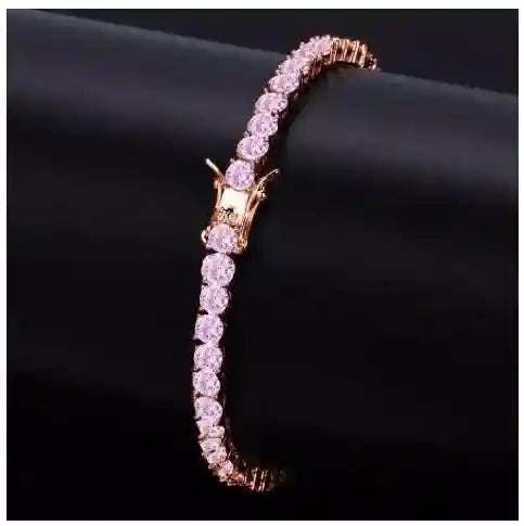 Rock 4 mm CZ Tennis Bracelet with hand-set cubic zirconia stones and durable brass setting