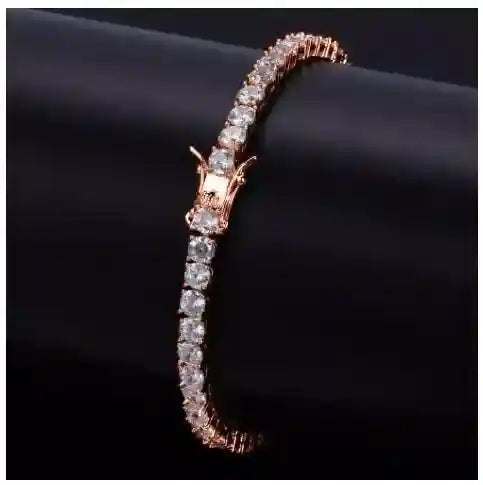 Rock 4 mm CZ Tennis Bracelet with hand-set cubic zirconia stones and durable brass construction