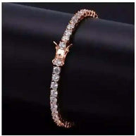 Rock 4 mm CZ Tennis Bracelet with hand-set cubic zirconia stones and durable brass construction