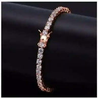 Rock 4 mm CZ Tennis Bracelet with hand-set AAA cubic zirconia stones and durable brass construction in a classic elegant design