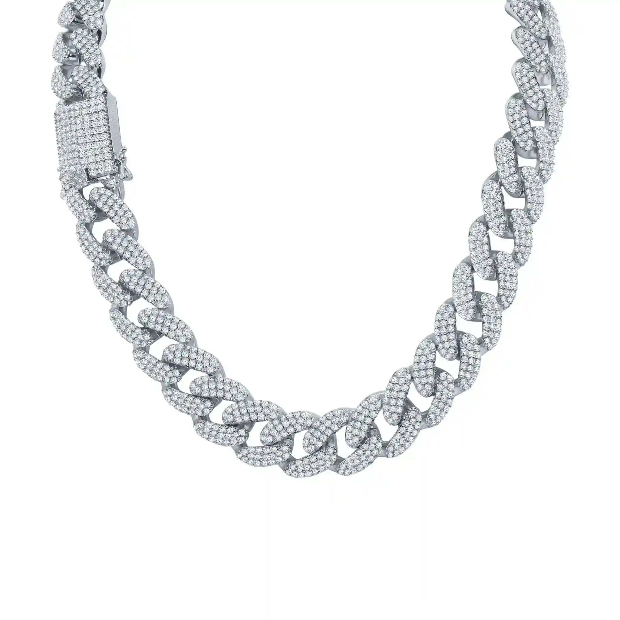 Stallion Iced 18 mm Cuban Chain with sparkling cubic zirconia and brass alloy links