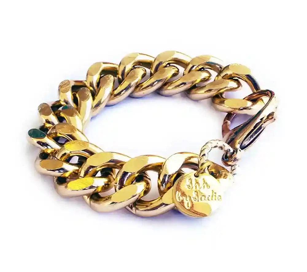 Chunky Classic Chain Bracelet in gold-tone with bold, durable chunky links and heart charm clasp