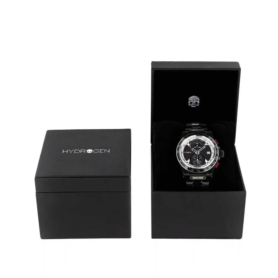 Otto Chrono Black Tachy Watch in black stainless steel with chronograph and tachymeter in black box