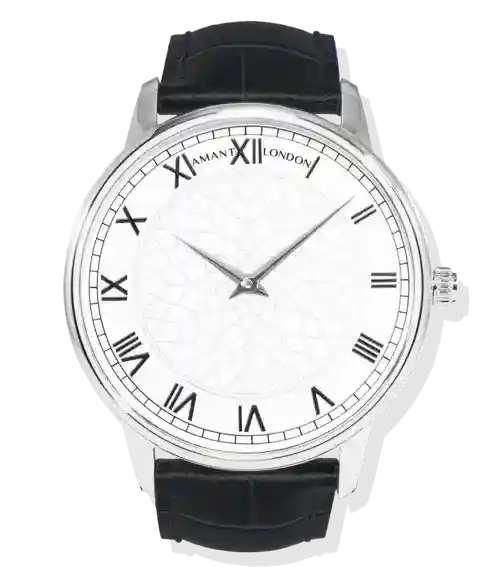 London Ultra-Thin Watch with surgical-grade stainless steel case and black Italian calfskin strap