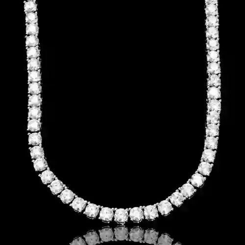 Rock 4 mm CZ tennis chain with AAA cubic zirconia stones and brass setting