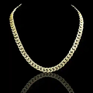Gold Crystal Cuban Chain 8mm solid brass 14K yellow gold plated with crystal iced links on black background