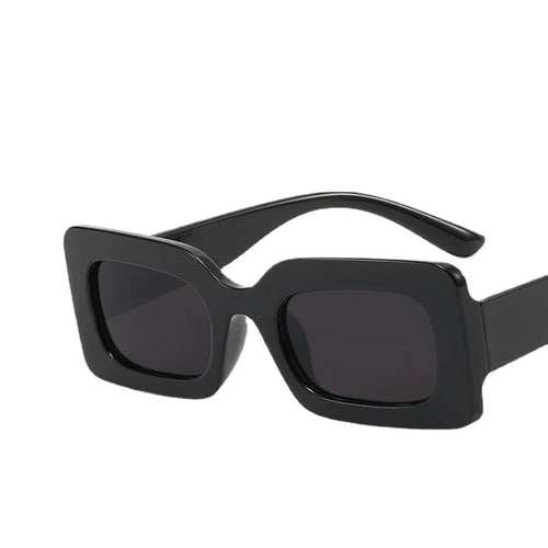 Black vintage rectangle sunglasses for women with UV400 resin lenses and polycarbonate frame