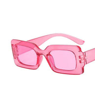 Pink vintage rectangle sunglasses for women with UV400 resin lenses and polycarbonate frame