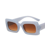 Vintage rectangle sunglasses for women with UV400 resin lenses and polycarbonate square frame in light color