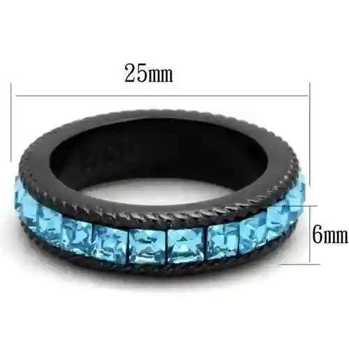 Sea-Blue Black IP Steel Ring - AuriJewel