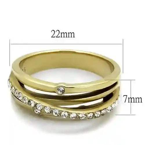 Gold IP Stainless Steel CZ Ring - AuriJewel