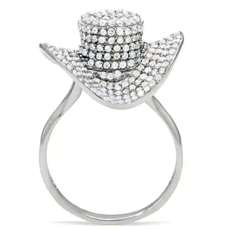 Clear CZ sterling silver ring with sparkling cubic zirconia stones and polished rhodium plating