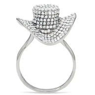 Clear CZ sterling silver ring with sparkling cubic zirconia stones and polished rhodium plating