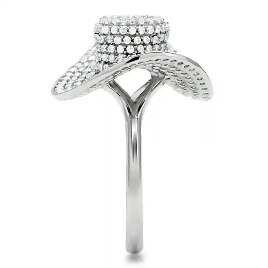 Clear CZ sterling ring with AAA-grade cubic zirconia and rhodium-plated 925 silver band