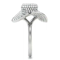 Clear CZ sterling ring with AAA-grade cubic zirconia and rhodium-plated 925 silver band