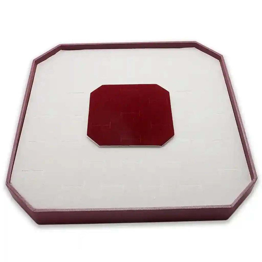display box for assorted gemstone brass ring with white cushion and maroon edges