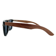 Eyewood ReInvented square sunglasses with walnut wood temples and black acetate frame