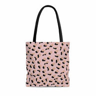 Pink leopard print medium shopper tote bag with black handles and lining