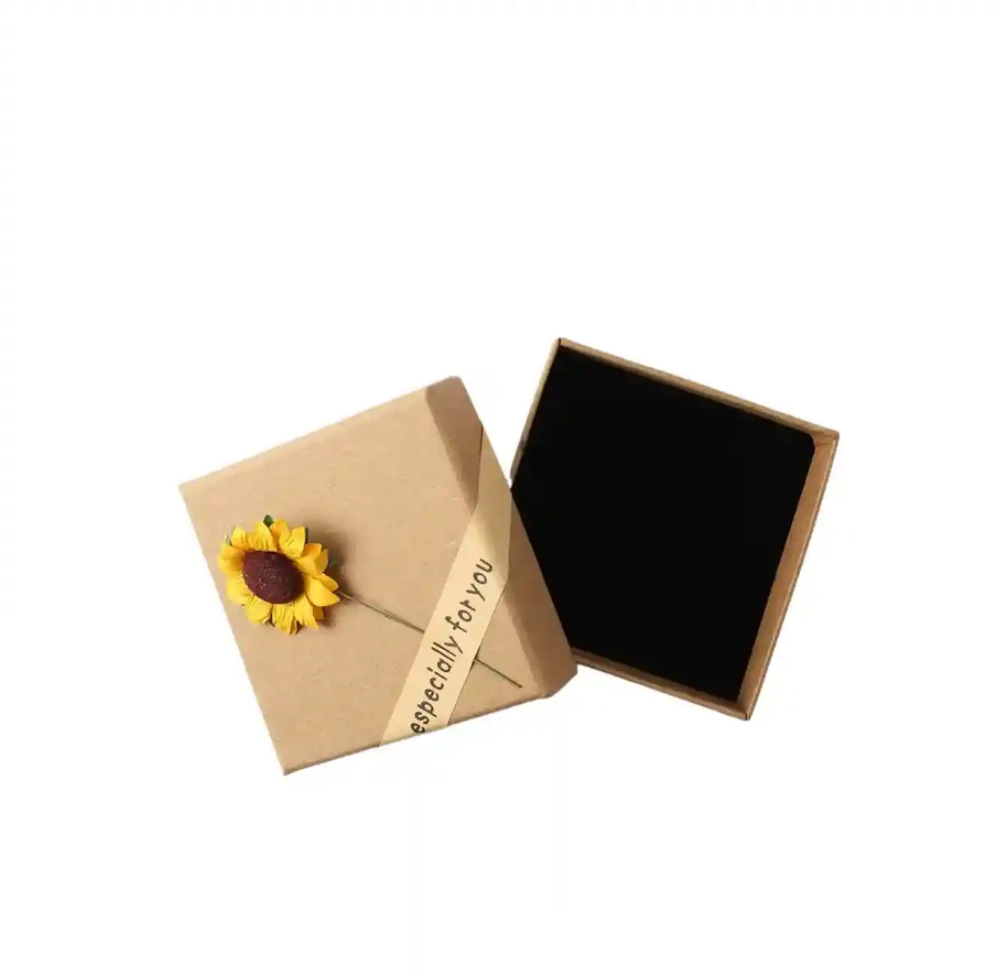 Vintage Evil Eye Crystal Anklet gift box with sunflower decoration and "especially for you" tag