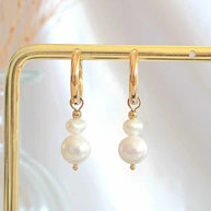 24K Gold Baroque Pearl Hoopswith unique baroque freshwater pearls, hypoallergenic and lightweight earrings for elegant everyday wear