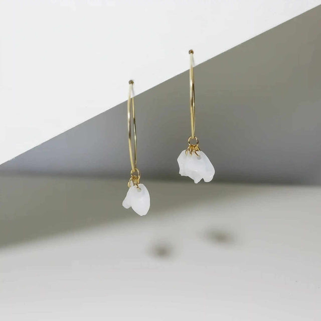 White Petal Hoops - AuriJewel