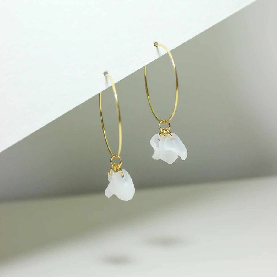 White Petal Hoops - AuriJewel