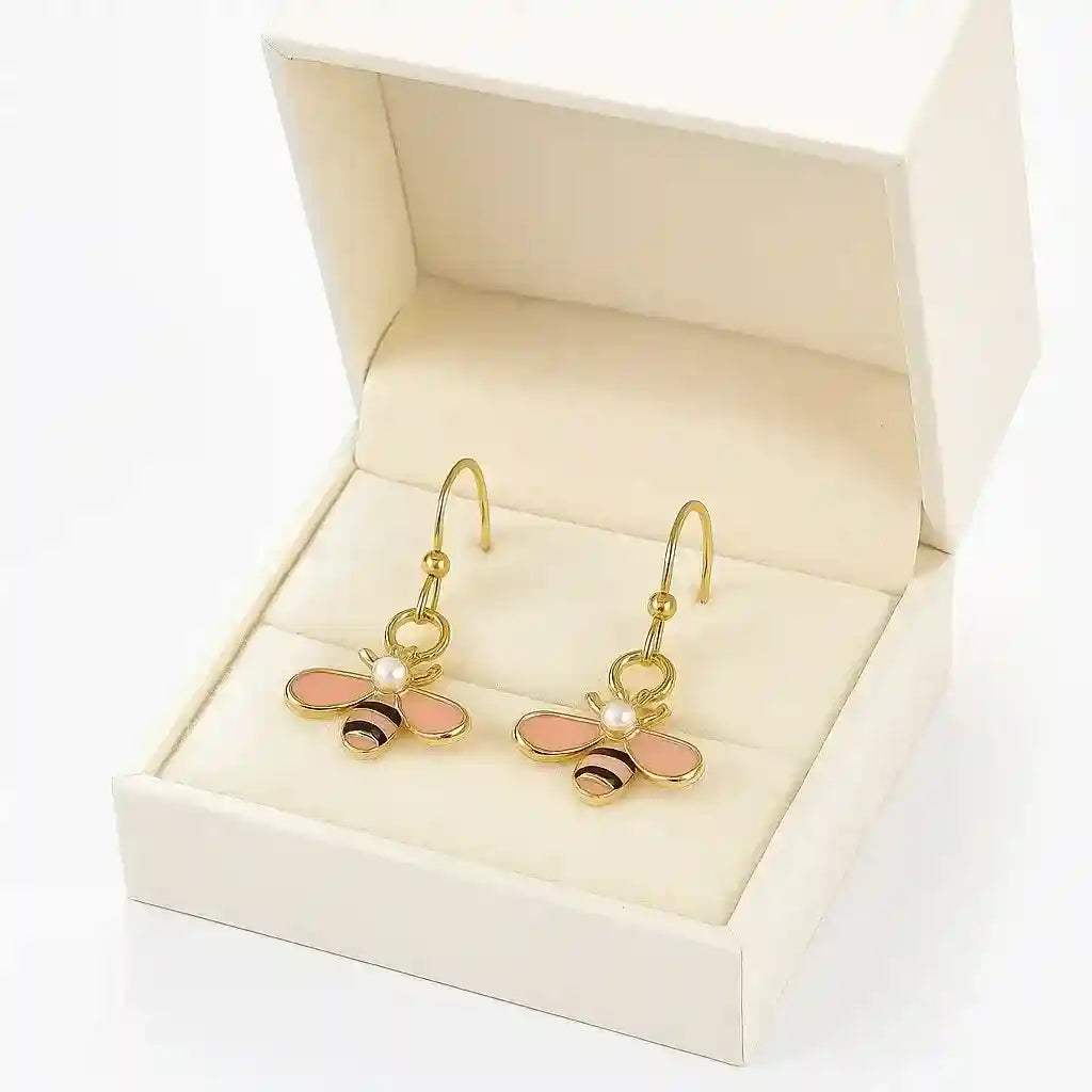 Bee - Pearl Gold Earrings - AuriJewel