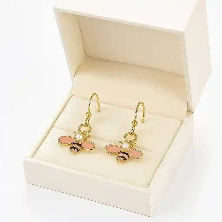 Bee - Pearl Gold Earrings - AuriJewel